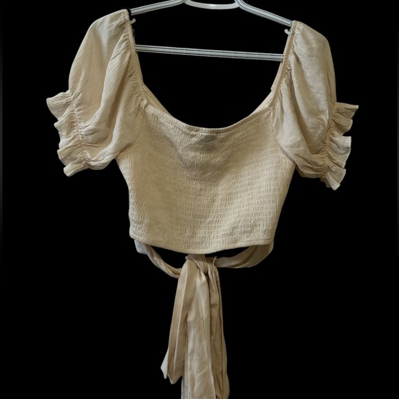 Forever 21 Cream Puff Sleeve Crop Top - Picture 3 of 5